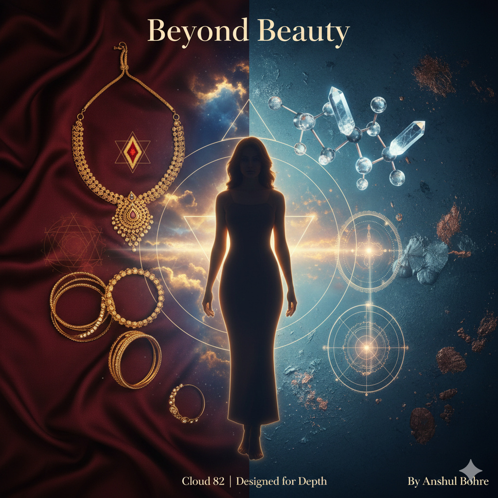 Adornment & Identity: Where Culture, Science & Spirit Converge Adornment has never been mere decoration. It is energy. It is identity. It is encoded in history. From sacred gold in ancient traditions to the science of metals and psychology of self-expression, this global cultural essay explores how women’s adornment bridges religion, biology, symbolism, and empowerment. This is not fashion commentary. It is a deeper inquiry into meaning. Read the full essay. Cloud 82 | Designed for Depth By Anshul Bohre anshulbohre.com/blog