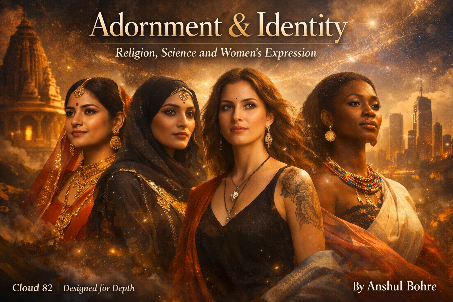 Adornment & Identity: Where Culture, Science & Spirit Converge Adornment has never been mere decoration. It is energy. It is identity. It is encoded in history. From sacred gold in ancient traditions to the science of metals and psychology of self-expression, this global cultural essay explores how women’s adornment bridges religion, biology, symbolism, and empowerment. This is not fashion commentary. It is a deeper inquiry into meaning. Read the full essay. Cloud 82 | Designed for Depth By Anshul Bohre anshulbohre.com/blog
