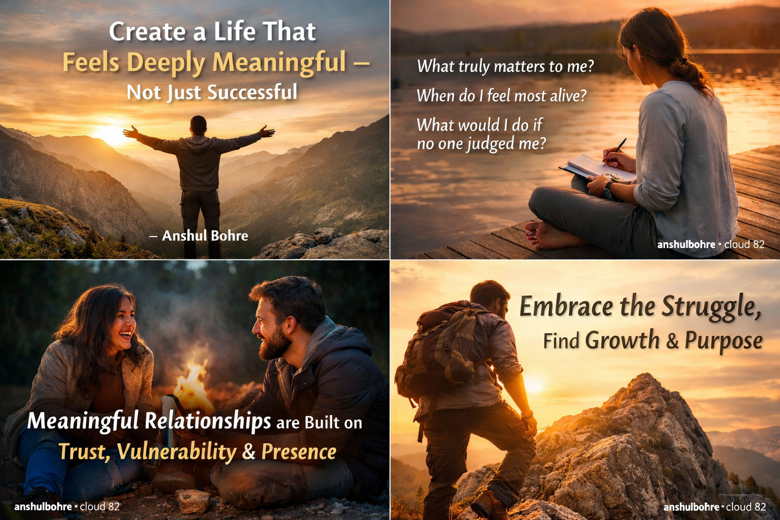 Most people won’t admit this:

They achieved success…
and still feel empty.

Because success without meaning is just noise.

This isn’t another motivational post.
This is a shift in perspective.

Inside this piece, you’ll learn:

Why success often feels hollow
How to define your own life metrics
What actually creates lasting fulfillment

If you’re ready to stop performing and start living,
this is for you.

Read now. Reflect deeply. Change direction if needed.

— Anshul Bohre - Cloud 82