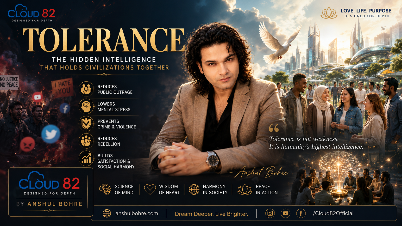 Can tolerance actually reduce stress, public outrage, and social conflict? Our newest Cloud 82 article explores the science behind tolerance and why it may be one of the most important life skills for the future. Read it now and tell us: What does tolerance mean to you? anshulbohre.com/contact
