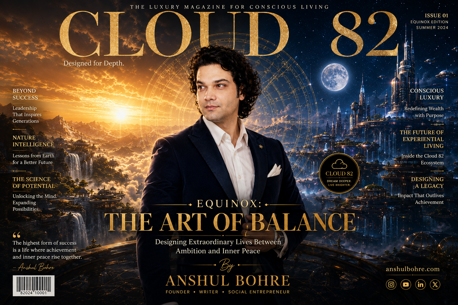 What if the greatest achievement isn't success alone—but the harmony between success and inner peace? Equinox: The Art of Balance by Anshul Bohre explores a vision of conscious leadership, human potential, innovation, luxury, and purposeful living. Through cinematic storytelling and premium visual design, Cloud 82 presents a philosophy where ambition and serenity rise together. Whether you're an entrepreneur, creator, leader, or dreamer, this short offers inspiration to design a life of purpose, resilience, and balance. 🌥️ Cloud 82 Designed for Depth. Dream Deeper. Live Brighter. Visit: anshulbohre.com