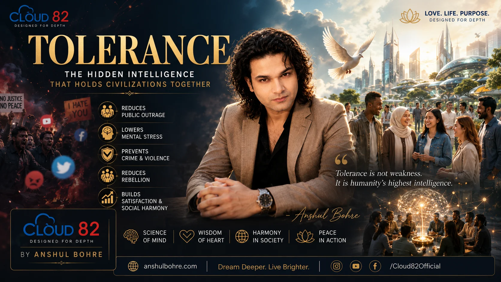 Can tolerance actually reduce stress, public outrage, and social conflict? Our newest Cloud 82 article explores the science behind tolerance and why it may be one of the most important life skills for the future. Read it now and tell us: What does tolerance mean to you? anshulbohre.com/contact